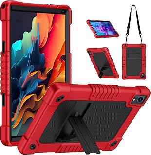 for Jeazans OC101/C107 10.1 inch Tablet Case,Heavy Duty Shockproof Built in Kickstand Shoulder Strap Cover for ZOFYWNAS/Freeski C107 10.1" 2024 Released Tablet (Red/Black)