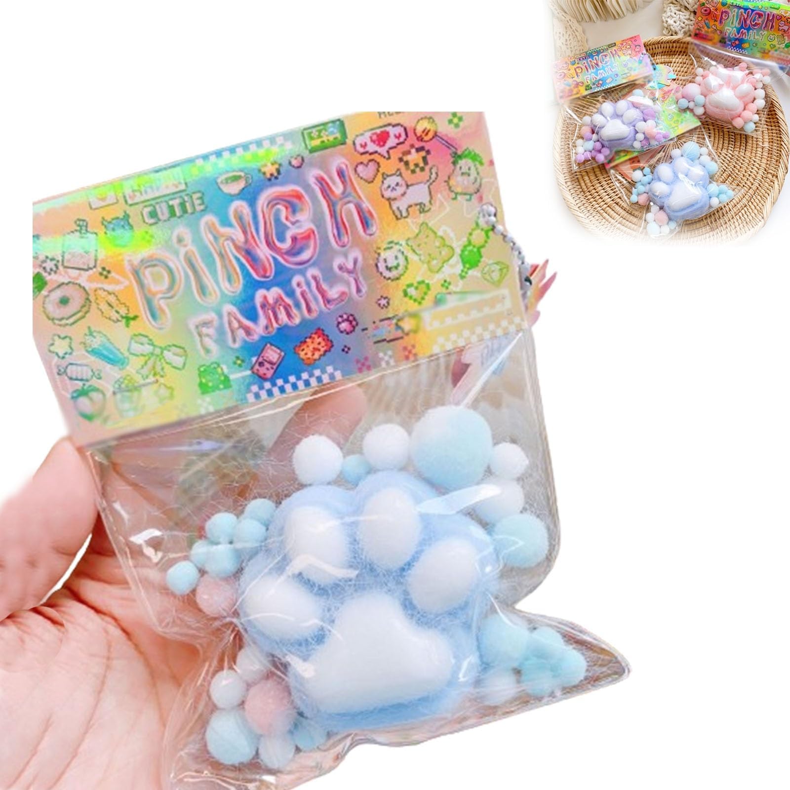 Gerrit Blue Cute And Soft Cat Paw Squeezing Toy, Fidget Toy, Stress Relief Squeeze Toy, Suitable For Adults And Children To Relieve Stress And Relax