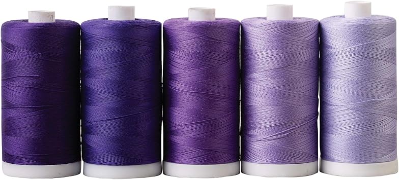 Connecting Threads 100% Cotton Thread Sets - 1200 Yard Spools Set of 5 - Purple Persuasion