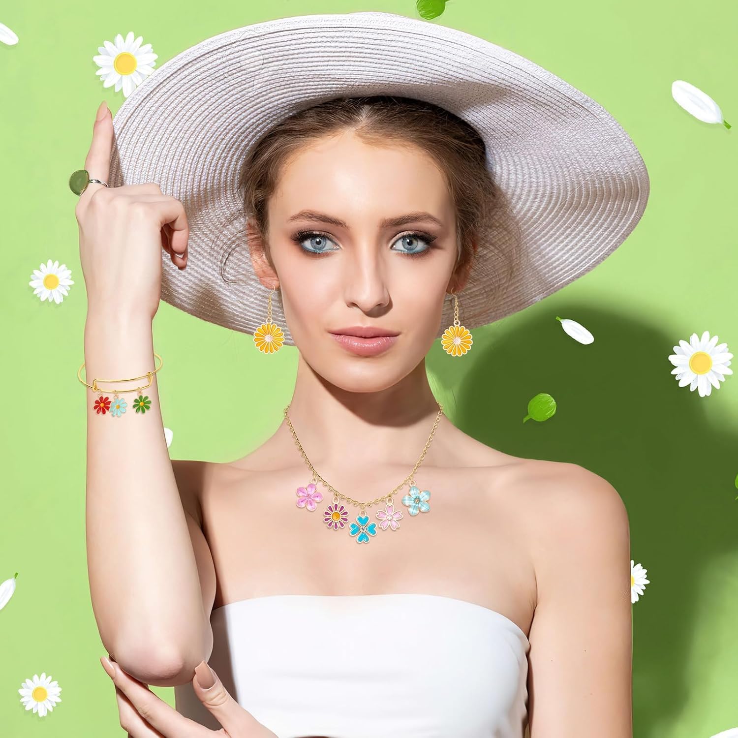 MARFOREVER 40 Pcs/20 Pairs Flower Charms for Jewelry Making Spring Summer Floral Themed Charms Assorted Gold Enamel Charm Pendants for Earrings Necklace Bracelet Making Accessories Gift for Mom Women - Image 6