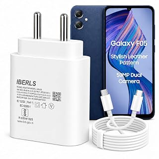 IBERLS 25W Pd 3A Type-C Super Fast Adapter with 1M Type C Cable Compatible with Samsung F05/F70e/F07/F17/F06/F36/F56/F16/F15/F55 /F13/Tablet/Galaxy Watch- Charge Your Device with 25 Watt USB C