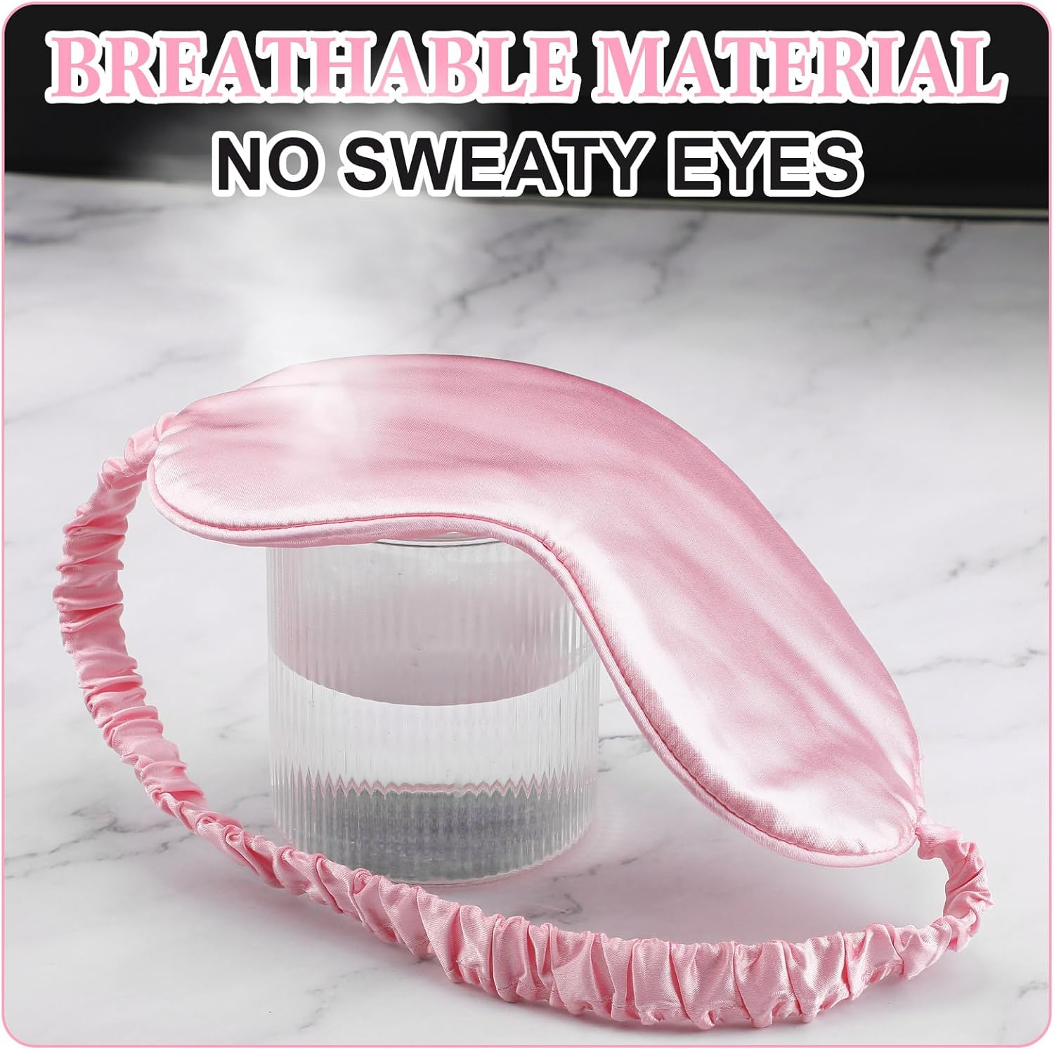 Newcotte 50 Pcs Silk Sleep Eye Mask for Sleeping Adjustable Elastic Strap Blackout Smooth Soft Eye Covers No Pressure Sleep Mask for Women and Men Comfortable Blindfolds(Pink) - Image 6