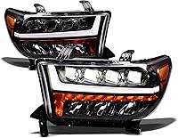 Vista 1 de Stehlen 642167819196 Compatible con 2007-2013 Toyota Tundra / 2008-2017 Sequoia Faros de proyector cuádruple LED secuencial completo con señal ámbar