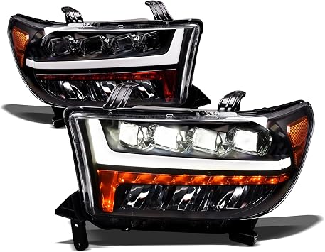 Stehlen 642167819196 متوافق مع 2007-2013 Toyota Tundra / 2008-2017 Sequoia Sequential Full LED Quad Projects Headlight with Signal Amber - Black   