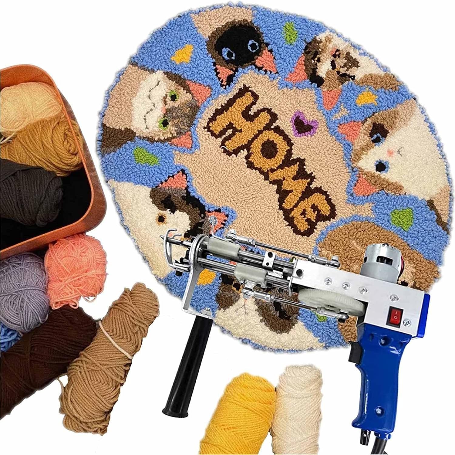 Electric Carpet Tufting Gun 2 in 1 Cut Pile Loop Pile Dual-Use Tufting Gun Weaving Machine Rug Gun Machine Starter Kit DIY Knitting & Crochet Supplies with Adjustable 5-40 Stitches/Sec