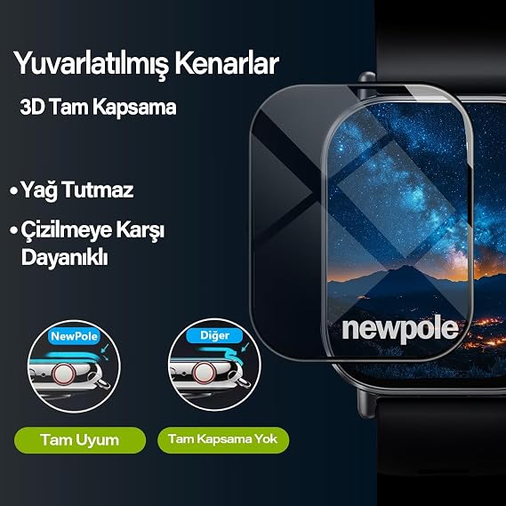 NewPole Redmi Watch Active 5 için Nano Ekran Koruyucu - Kırılmaz Cam, Yüksek Hassasiyetli, Xiaomi Redmi Watch 5 Active ile Uyumlu