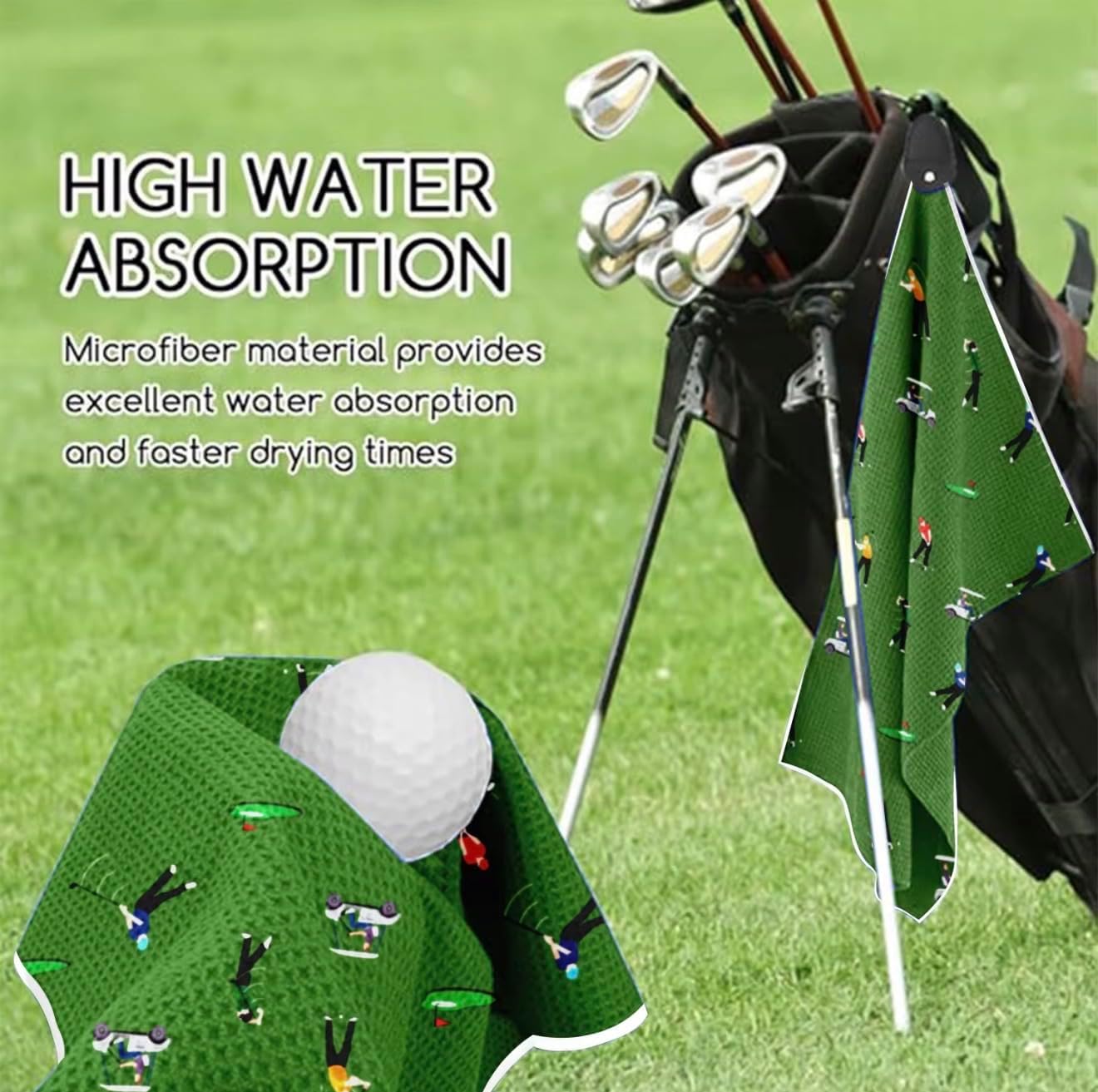 TEYS Magnetic Golf Towel - Microfiber, Waffle Pockets, Strong Magnet | Professional-strength magnet clips to cart or bag. Soft microfiber, deep waffle pockets scrub clubs clean.