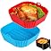 Boribim 2-Piece Silicone Air Fryer Liners - 8-Inch Reusable Liner - Red + Blue