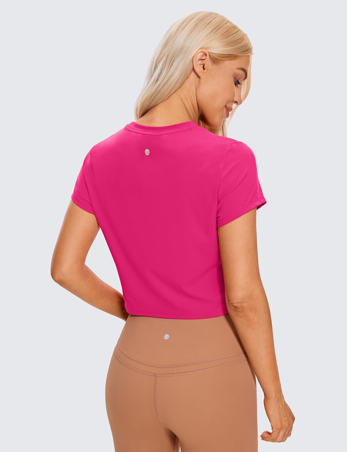 CRZ YOGA Butterluxe Short Sleeve Shirts for Women High Neck Crop Basic T-Shirts Fitted Gym Workout Tops - Image 2