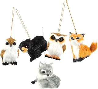 BETOOKY 5 Peças De Animais Simulados De Pelúcia Enfeites De Natal Mini Animais De Pelúcia Mini Animais Decoração De Boneca De Natal Ornamento Animal De Pelúcia Boneca Raposa De Pelúcia