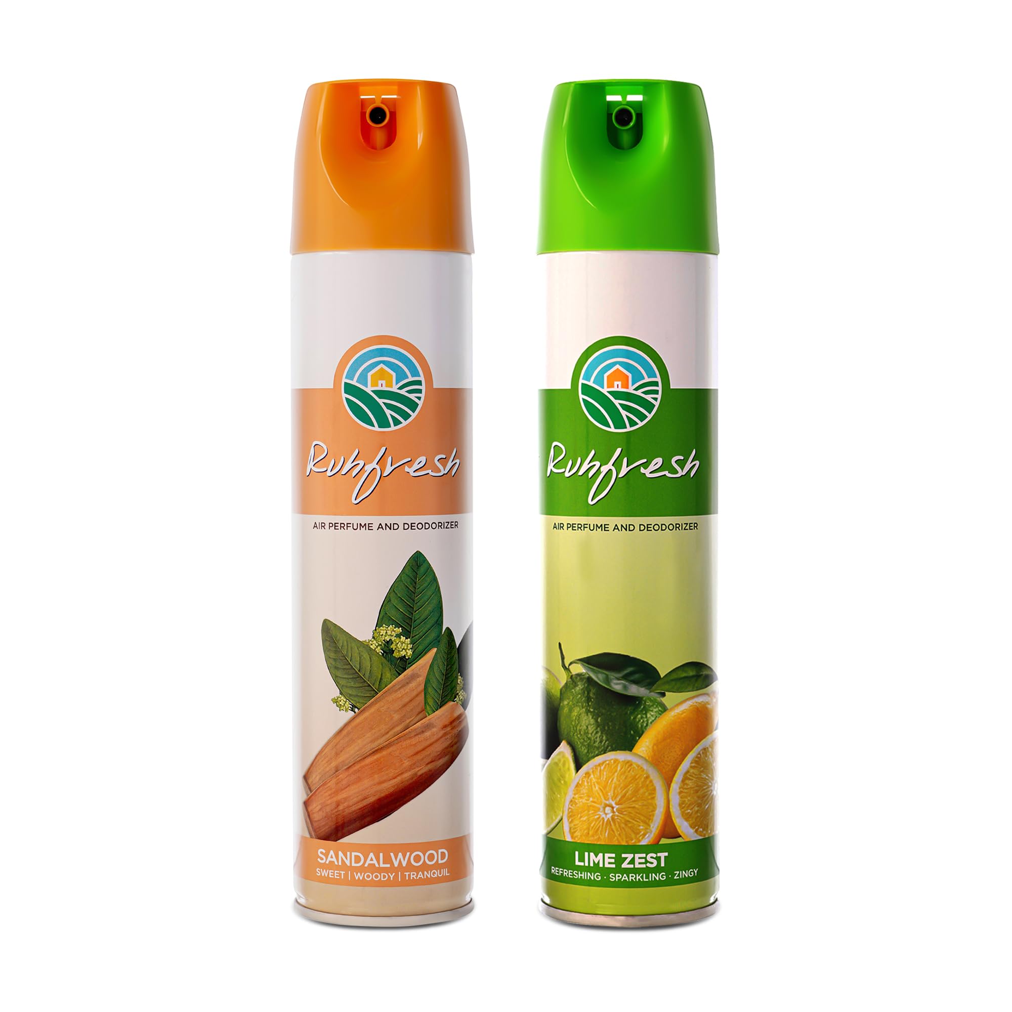 - RUHFRESH Sandal & Lime Zest Air Freshener Spray (Pack of 2, 275ml) - Great for Home, Office, and Car