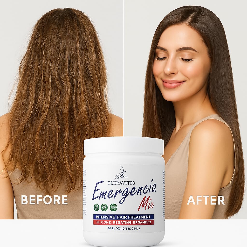 Emergencia Mix Intensive Mask with Silicone, Keratin, and Ceramides for Deep and Restorative Repair, Revitalize and Strengthen Damaged Hair, Providing Shine and Softness (60 OZ)