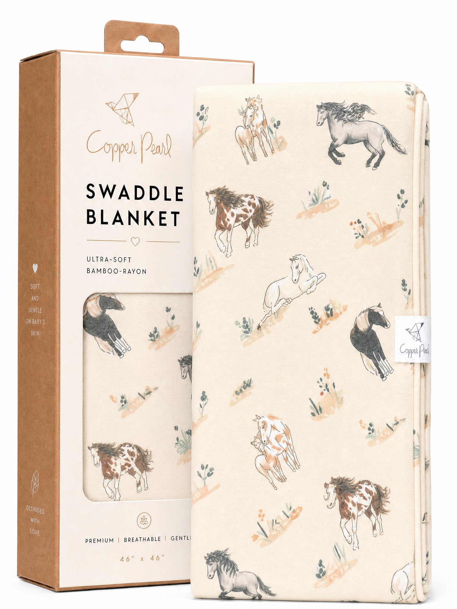 Copper Pearl Swaddle Blankets for Newborns | Soft Stretchy Receiving Blankets for Boys and Girls | Large 46 x 46 Inch Baby Blankets | Lightweight and Breathable Swaddles | Montana