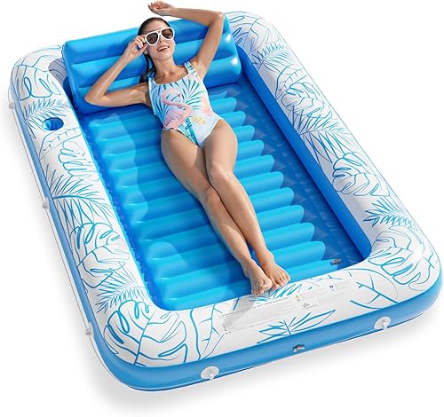 Miniatura 18 de Flotador inflable para piscina de bronceado Jasonwell 4 en 1 - Bañera de sol para tomar el sol en la piscina, balsa flotante para piscina infantil