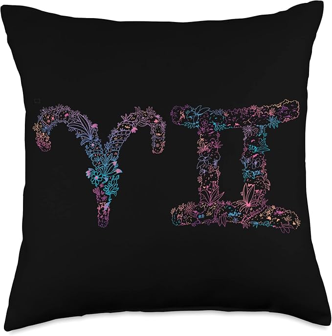 Astrology Horoscope Zodiac Signs Aries and Gemini Couple Throw Pillow