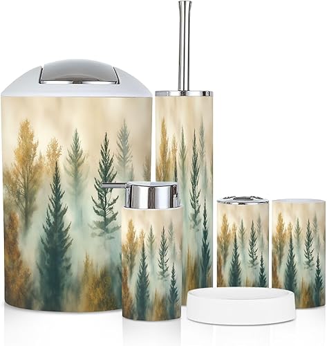 Miniatura 20 de Juego de accesorios de baño, 6 piezas vintage de mediados de siglo de los años 50, moderno y simétrico curvado, soporte para cepillos de dientes,