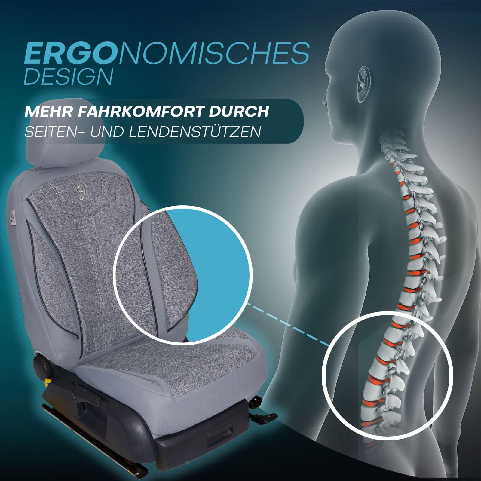 Fundas de asiento aptas para BMW IX | Color: Gris | Modelo: Prime MT | Fundas de asiento | Fundas de asiento | MT1