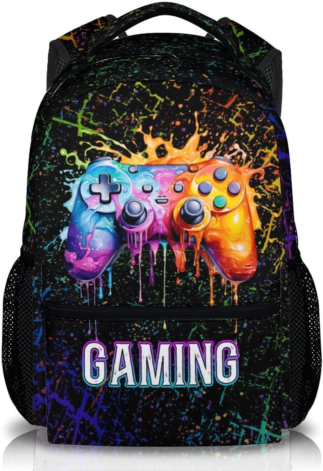 School Backpack for Boys, Back to School Supplies Gifts for Gamer Lovers, 17" Cool Gaming Backpacks for Preschool Elementary, Black Large Capacity Game Bookbag for Kids Students