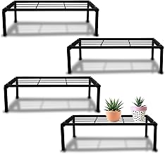 HOUSE DECORE Plant Stand indoor and outdoor, flower pot stand for garden, planter stand black (pack of 04)