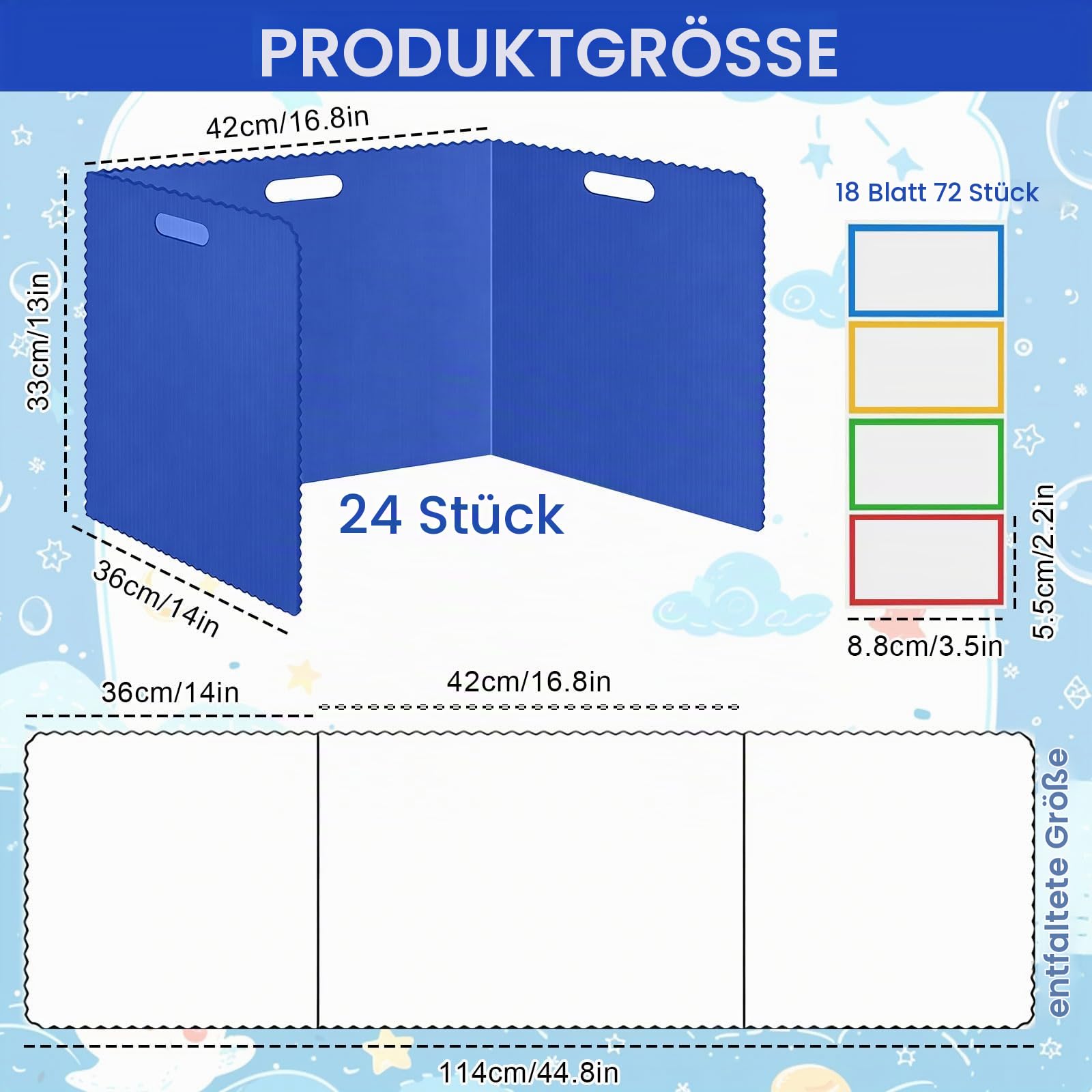 Schreibtisch Trennwand für Schüler, Faltbare Trennwand Schreibtisch mit Namensschilder Tragbare 4 Farben Sichtschutz Study Table Wasserdichte Trennwände Desks für Schule Büro Bibliothek (24 Stück)