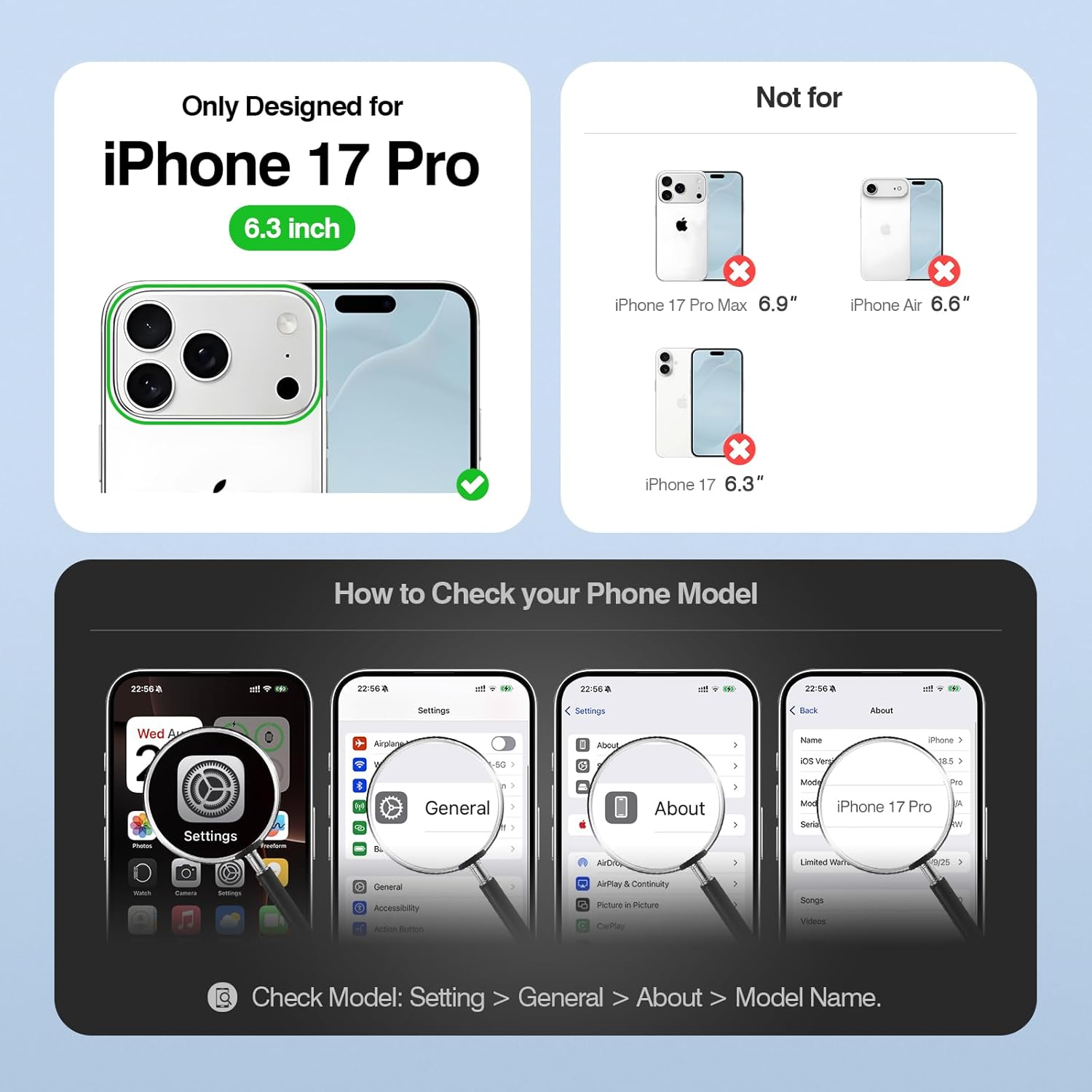 SkyEagle Compatible with iPhone 17 Pro Wallet Case Women,RFID Blocking Crossbody Phone Purse Case PU Leather Zipper Handbag Wrist Strap Cover Credit Card Holder,for Apple 17 Pro 6.3",(Black)