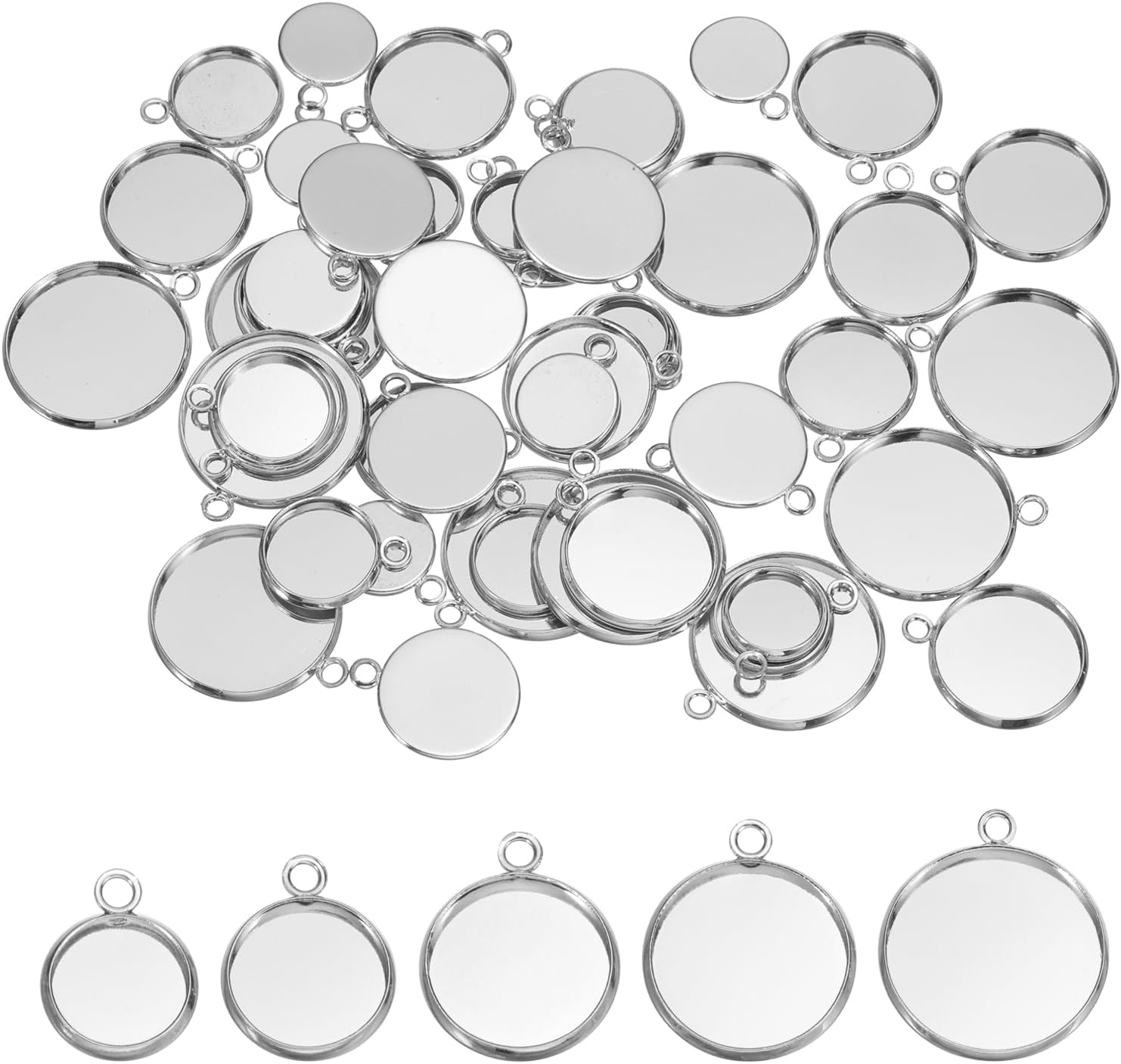 PATIKIL Pendant Trays for Jewelry Making, Blank Pendants Iron Single-hanging Bezel Settings Flat Base for Necklace Bracelet Charm