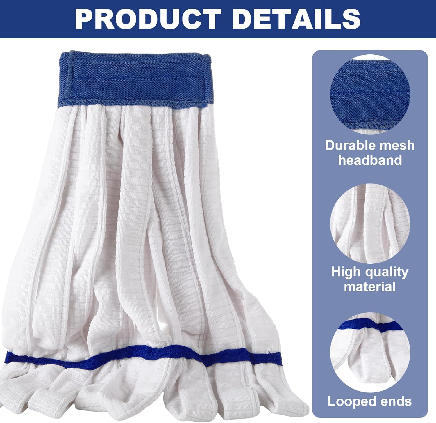 4PCS Commercial Mop Head Replacement 400GSM Microfiber Tube Mop Head(14 oz.) Heavy Duty Industrial Wet Mop Head Refill Looped End Mopheads for Home Commercial Industrial Use