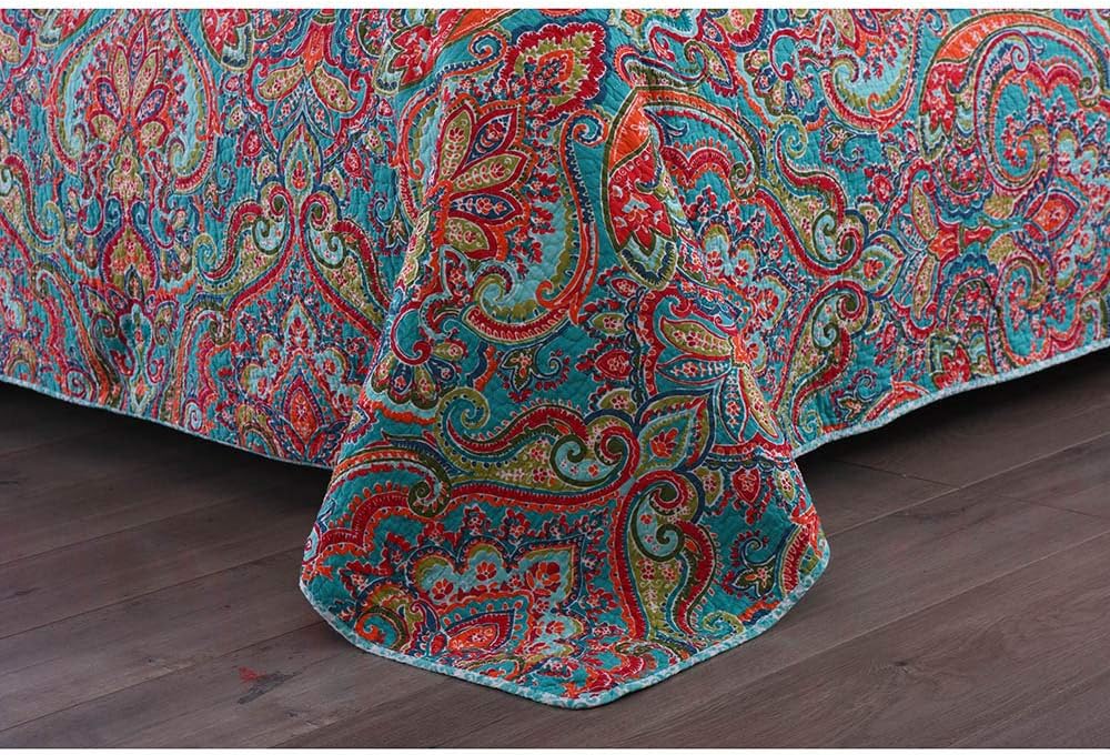 Exсluѕіvе Dіѕсоunt 🔥 Seefun Queen Size Quilt Sets Lightweight Bedspread Cotton Coverlet Bohemian Floral Patttern Bedding for All Seaon - 3 Pieces