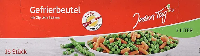 Jeden Tag Gefrierbeutel mit Zip 3l, 15 Stück - Hochwertige Gefrierbeutel
