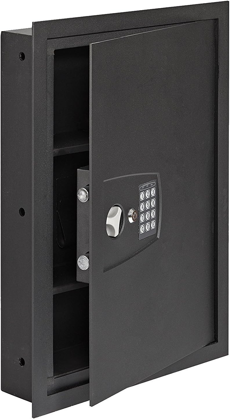 SnapSafe in Wall Gun Safe and Money Safe – This Hidden Safe Provides Security for Your Firearms and Valuables, Keypad Entry – Fits Between 2 Wall Studs, Flush Mount – Ideal for Home or Office