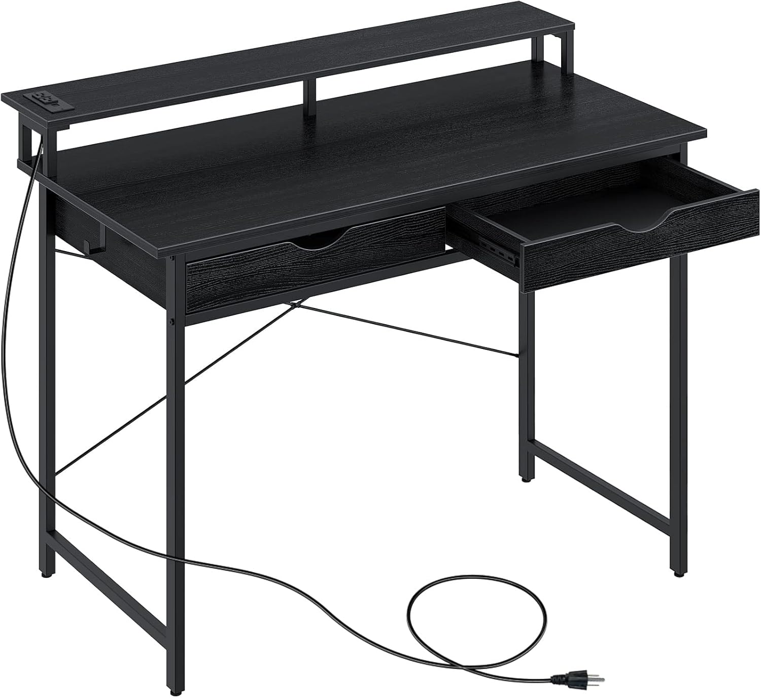 Rolanstar Computer Desk with 2 Drawers and Power Outlet, 39" Home