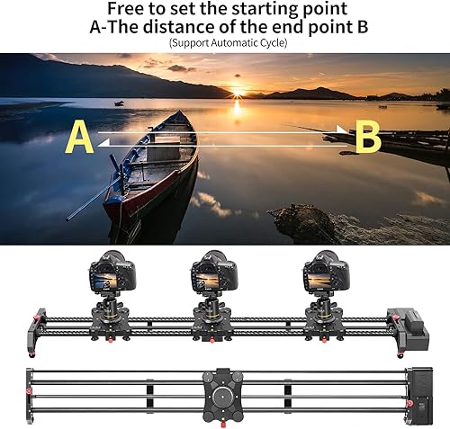 Miniatura 3 de GVM - Deslizador motorizado de cámara de 48 pulgadas, aplicación profesional de fibra de carbono Dolly Rail Slider, lapso de tiempo motorizado y