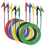 Sumnacon 5Pcs Dual Ended Alligator to Alligator Clips, 15A Alligator Clip Leads with Insulators Clips, 5 Colors 6.56/2m Flexible Alligator Clip Wires for Electrical Testing