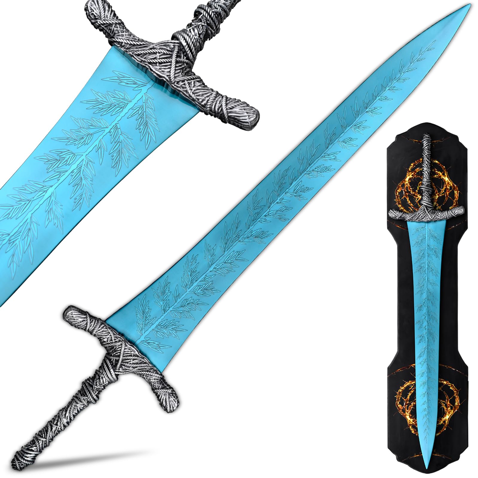 sanshimoxing 41'' Dark Moon Greatsword Metal Sword Embossed Pattern 1:1 Replica Sword Moonlight Greatsword Elden Dark Moon Sword Suitable for Cosplay Collection Decoration not Sharp