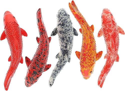 5PCS Garden Koi Fish Decor, Fishtank Ornaments Small Fish, Resin Fishs Sculpture for Outdoors, Patio, Yard, Lawn, Pond, and Home Decoration
