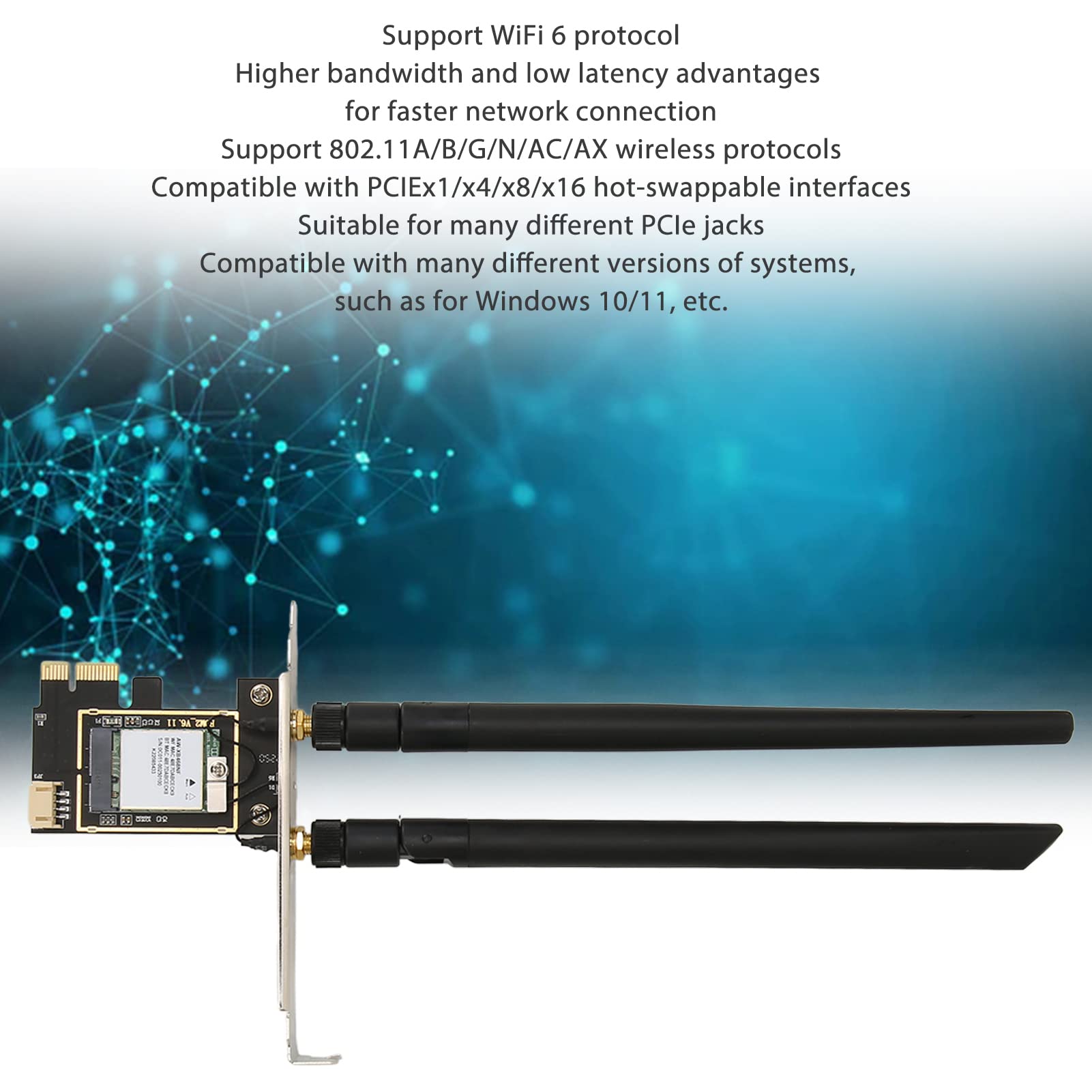 Scheda WiFi WiFi 6 PCIE, AW-XB468NF MT7921 1800Mbps 2.4G/5Ghz Scheda di Rete Wireless PCIE Dual Band, Adattatore WiFi Bluetooth 5.2 per 10 11, Supporta MU-Mimo