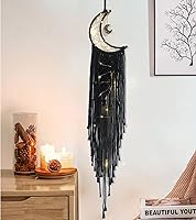 Vista 14 de Atrapasueños de Estrella y Luna, Atrapasueños Rosa Decoración de Habitación, Atrapasueños de Macramé Decoración de Pared para Dormitorio de Niñas