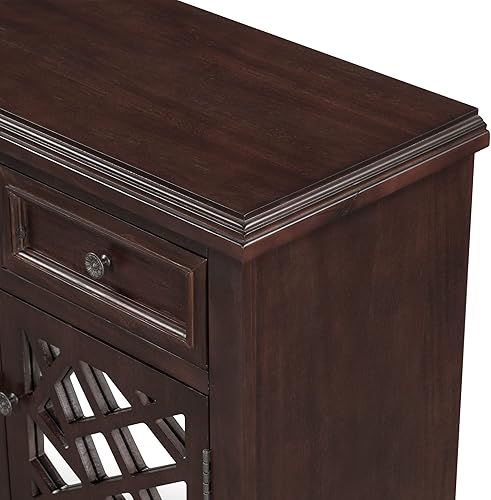 Miniatura 7 de Rhomtree Aparador de 30 pulgadas mesa de consola de entretenimiento con cajones y estantes estilo campestre sala de estar entrada pasillo marrón4