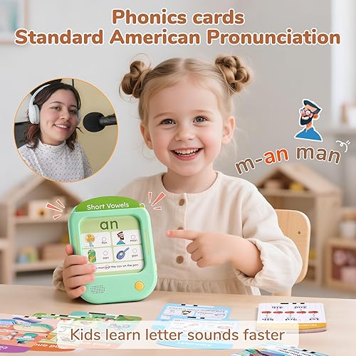 Miniatura 4 de JoyCat Tableta de aprendizaje para niños, tarjetas flash fonéticas que hablan, aprende a leer con 156 páginas, más de 400 temas, más de 600