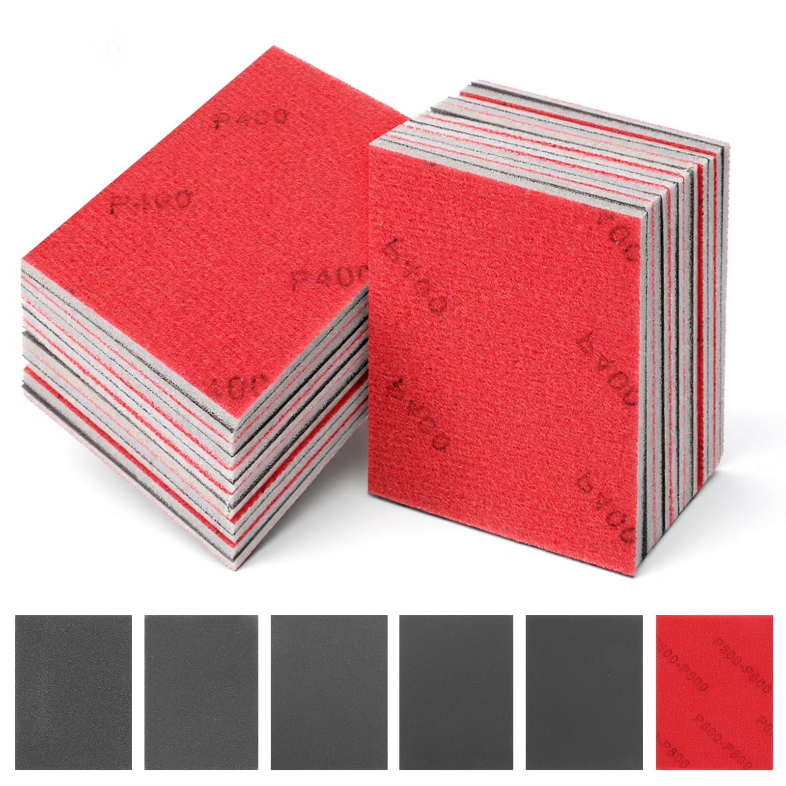 72 Pcs 400-3000 Grit Sanding Sponge, Ultra Fine Sanding Sponges Pads, Soft Foam Shine Block Wet Dry Polish Pads, Ultra Fine Grit Sandpaper for Model Drywall Metal Wood Furniture Polishing