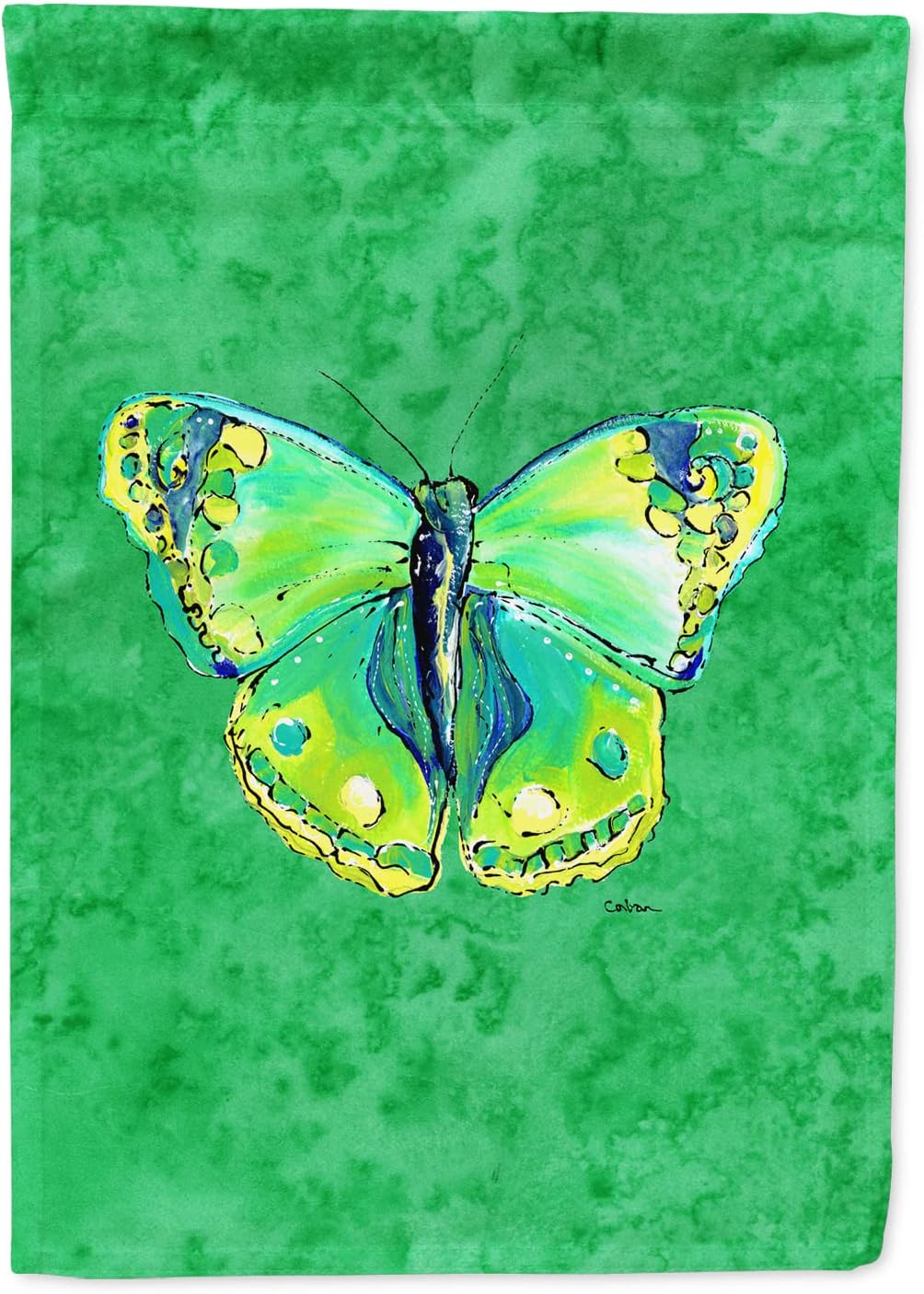 Caroline's Treasures 8863CHF Butterfly Green on Green House Flag Large Porch Sleeve Pole Decorative Outside Yard Banner Artwork Wall Hanging, Polyester, House Size, Multicolor
