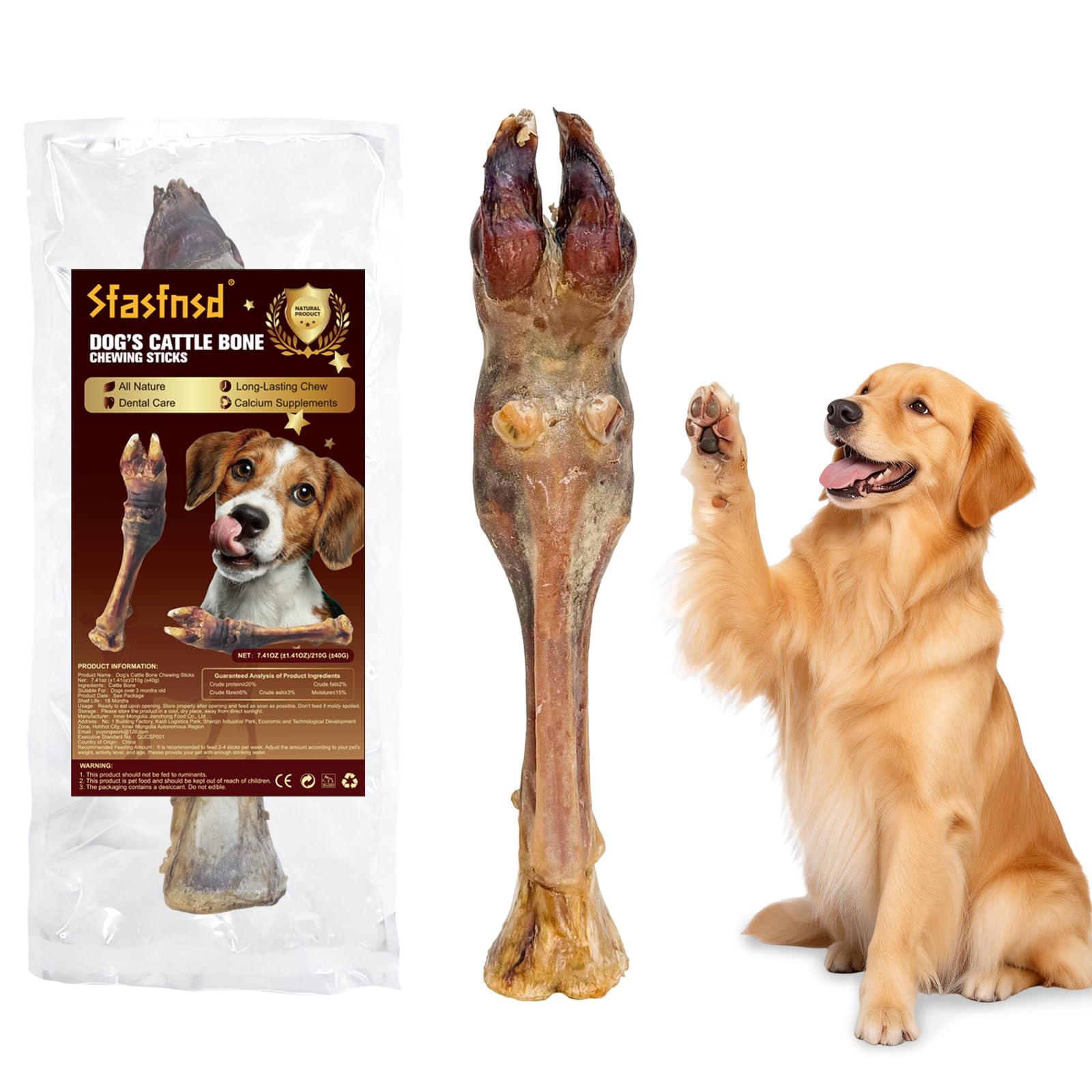 Air-Dried Cow Hooves Dog Treats, Long Lasting Natural Dog Chew Sticks for Aggressive& Heavy Chewers, Single Ingredient Beef Hooves Dental Chew Bone
