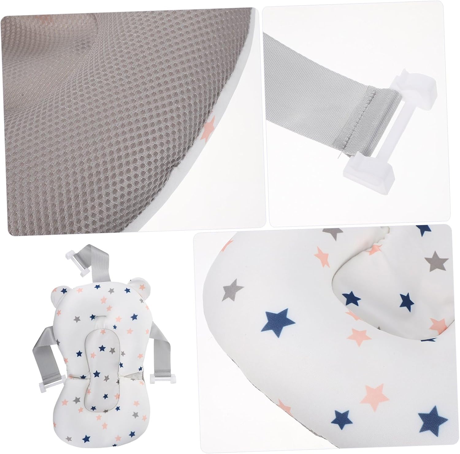 Shower Support Seat Floating Pad Lightweight Breathable Sponge Bath Cushion for Newborns Quick Drying Non Slip Bath Suspension Cradle with Head Neck Back Bathtubs