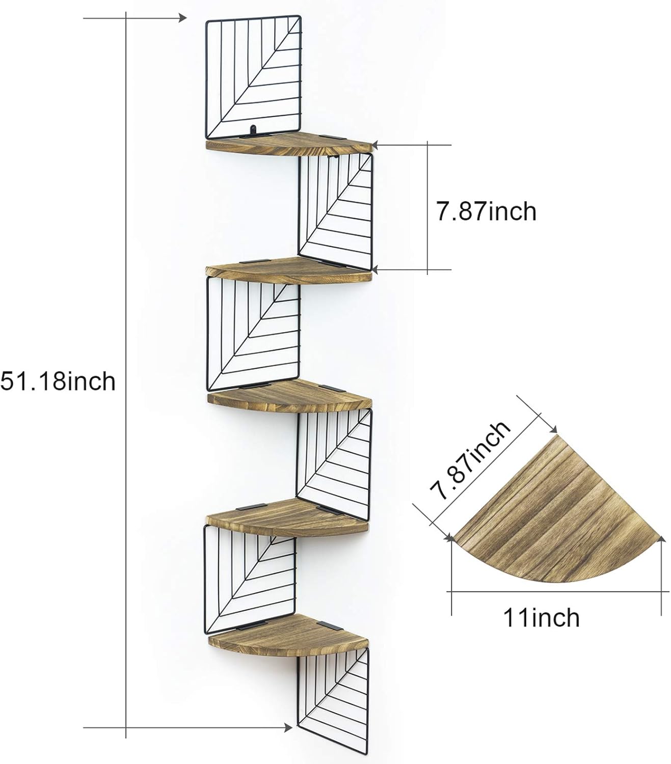 Love-KANKEI Rustic Corner Shelf and Floating Shelf Bundle（Contains 2 Items）