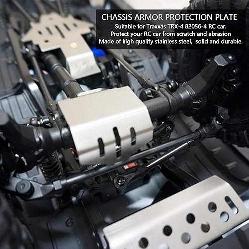 Miniatura 2 de Juego de armadura de chasis RC de 5 piezas, acero inoxidable RC chasis defensor, armadura, guardia, placa de deslizamiento, accesorios de repuesto,
