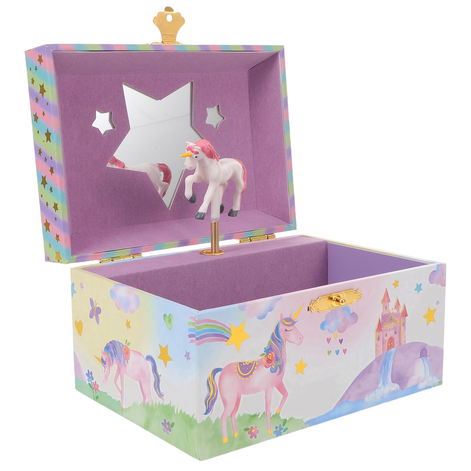Boîte à musique licorne décorative pour fille et garçon avec rangement