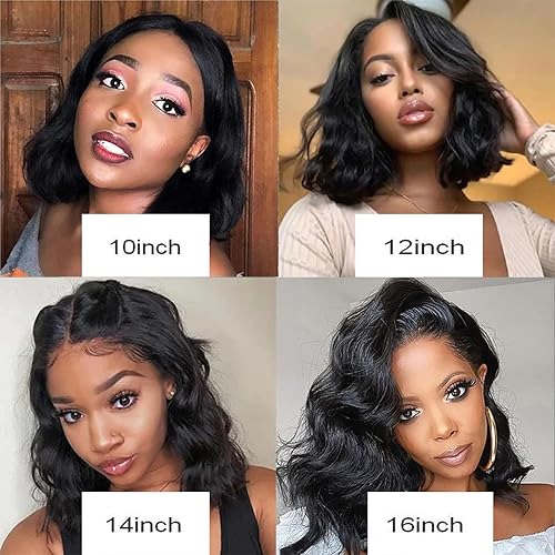 Miniatura 2 de Peluca corta de cabello humano ondulado con encaje frontal, pelucas de cabello humano para mujeres negras, pelucas de encaje frontal HD de 13 x 4