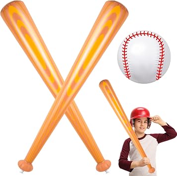 Inflatable Baseball Bat and Ball - 3Pcs Set 2Pcs 40 Inch Bats & 1Pcs Beach Ball - Perfect for Beach Party Sports Game