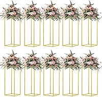 MEISHAONV 10 Pack 23.6" Gold Metal Column Vases - Elegant Wedding Table Centerpieces & Party Flower Stands