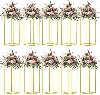 MEISHAONV 10 Pack 23.6" Gold Metal Column Vases - Elegant Wedding Table Centerpieces & Party Flower Stands